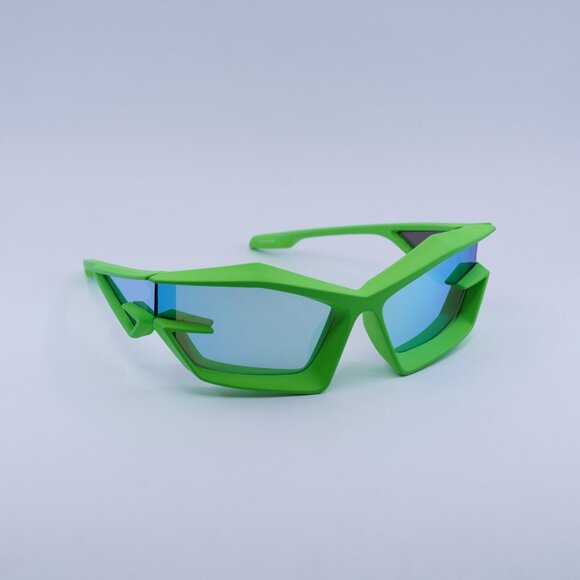 Givenchy GV40049U 94C Sunglasses Green Geometric Frame, Blue Mirror Lenses - Picture 5 of 10